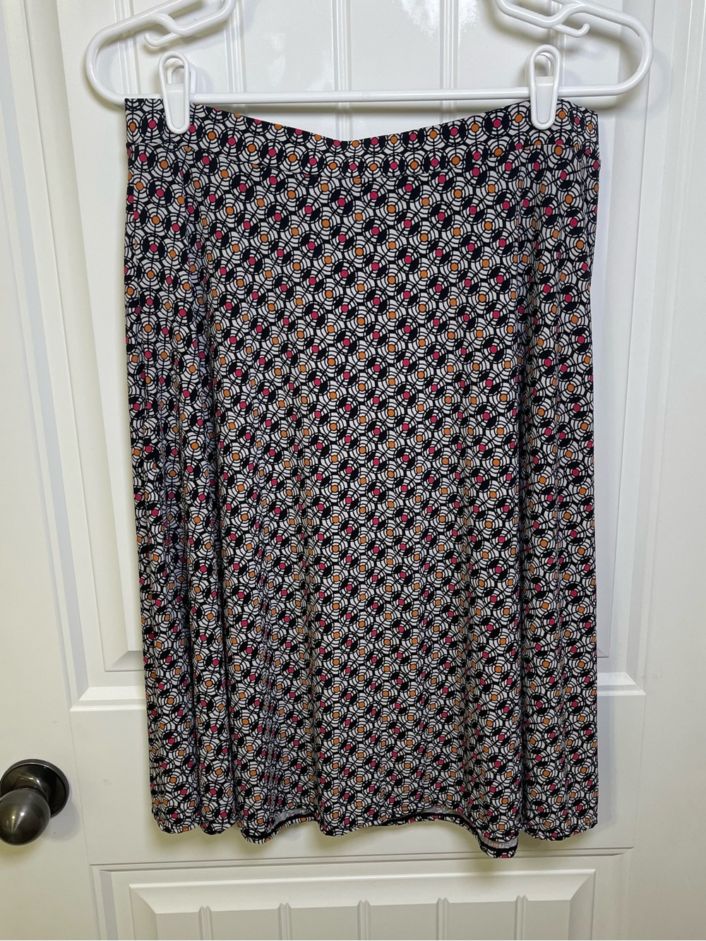 George Women’s A-Line Knit Skirt Size L (12-14) Black Geometric Stretch